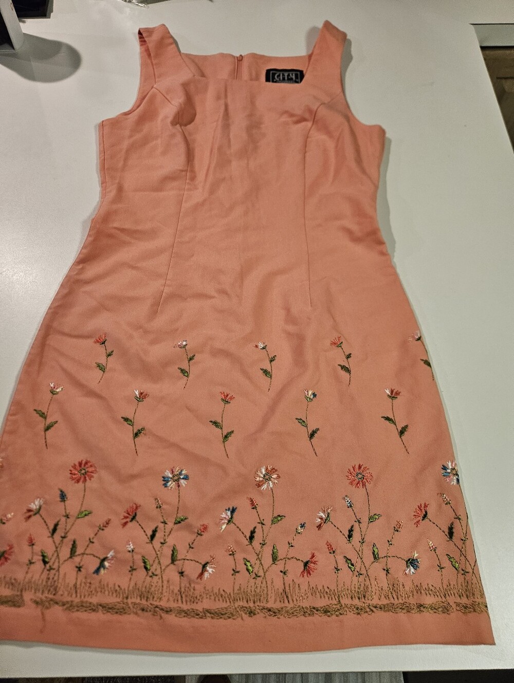 Junior Girls Size 7/8 Peach Floral Stitched Dress NWOT Summer Dress